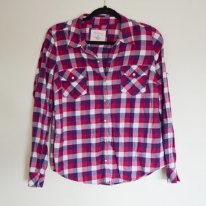 Plaid Button Up Long Sleeved Shirt